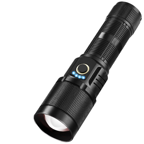Cross-border high-end white flashlight outdoor super bright USB rechargeable flashlight zoom P90 camping lighting extra long