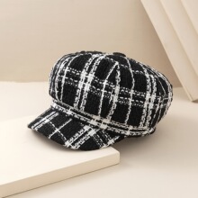 Y 70181 Fashion Plaid Beret Hat ʱ�и��Ӱ˽�ñ �羳����