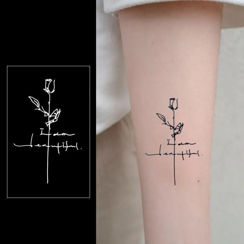 Rose English Herbal Semi-Permanent Tattoo Sticker Waterproof for Men and Women Lasts for Two Weeks Flower Arm Tattoo Sticker Rose English Herbal Semi-Permanent Tattoo Sticker Waterproof for Men and Women Lasts for Two Weeks Flower Arm Tattoo Sticker