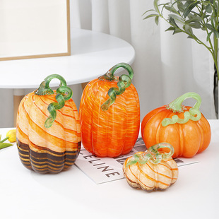 Colorful Glass Pumpkin Halloween Pumpkin Light Luxury Ornaments Halloween Decoration Cross-border Amazon Hot Selling