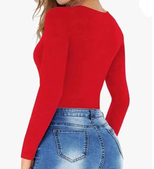 318g Weight Long Sleeve Sleeve Length Shorts Pants Length Acetate Fiber Fabric Type Mid Waist Waist Line Rompers Pants Type Stretchy Elasticity Bodysuits Tops Type Holiday, Daily Occasion Skinny Fit Type Solid Color Pattern Summer, Spring Season Women's Gender Streetwear Style Wholesale Women's Streetwear Solid Color Long Sleeve Bodysuits 13