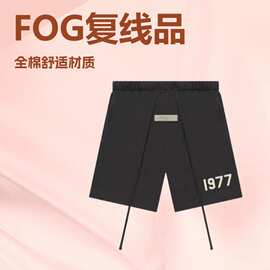 2024新款1977植绒印花男式宽松休闲短裤潮牌街头五分裤夏季百搭