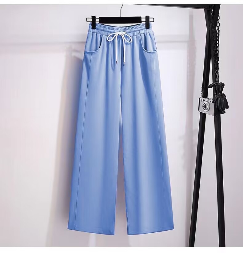 Casual Sports Suit For Women, Summer 2023 New Trendy Fashion Sweatshirt And Wide-leg Pants Two-piece Running Outfit_ecoleips.com