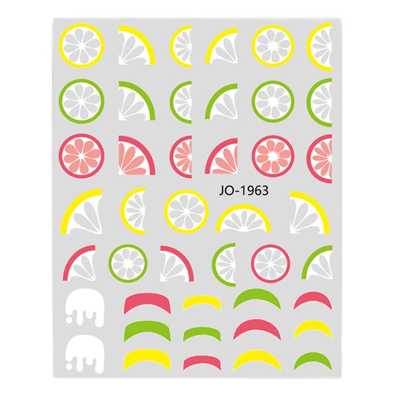 Pequeño Libro Rojo popular fruta uñas pegatinas verano colorido fresa sandía fruta fresca uñas pegatinas al por mayor