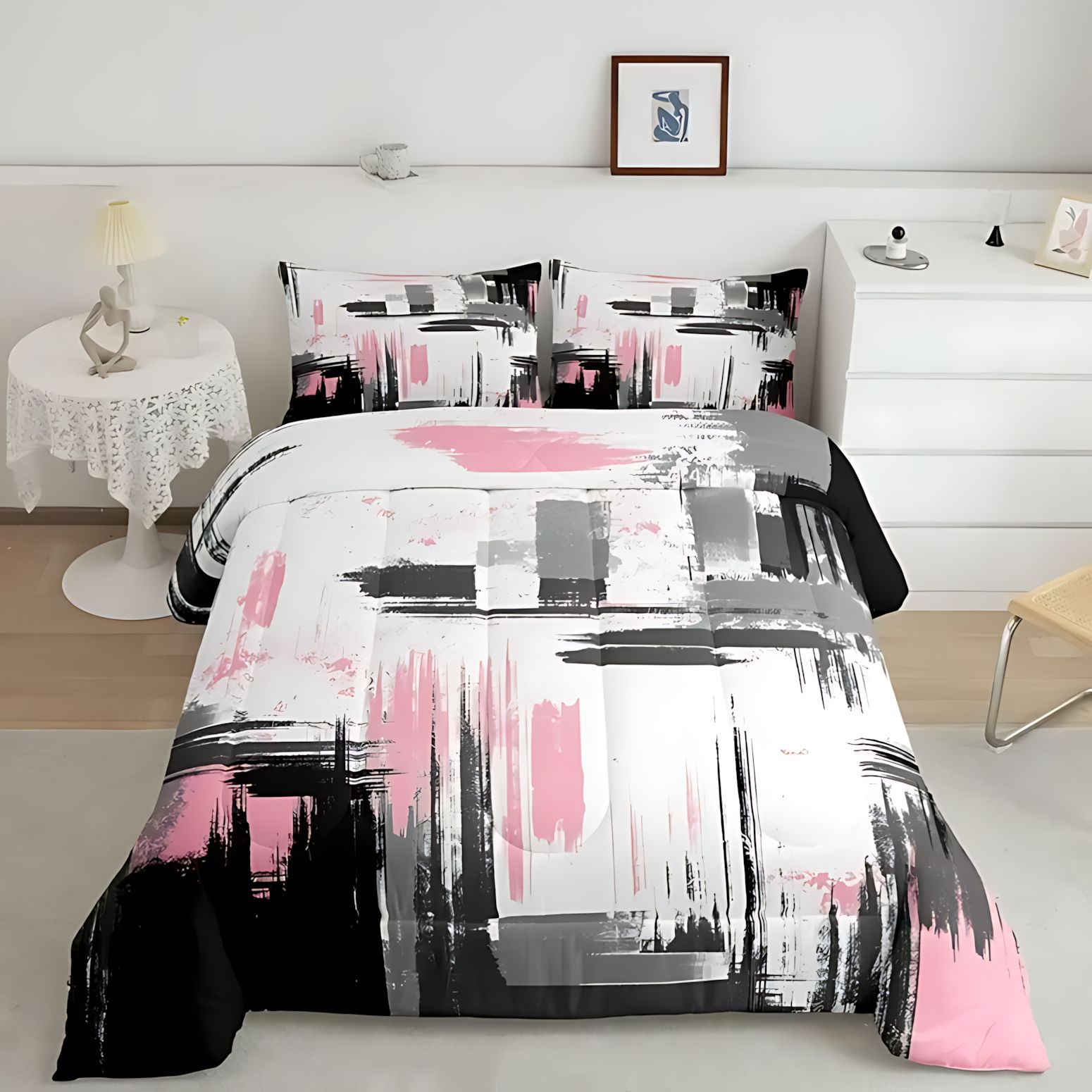 TEMU / JIT arte abstracto moderno impresión digital de alta definición 180gms colcha colcha ajuste suministro directo del fabricante