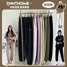 80985#秋冬新款星期裤加厚双面保暖绒居家裤保暖裤可外穿休闲裤女