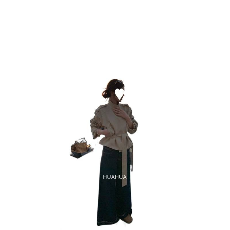 花花慢调巴黎~韩系秋季短款卡其色风衣外套女小个子薄款上衣|undefined
