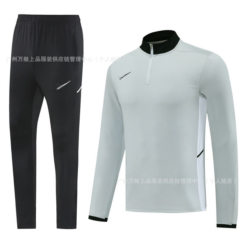 NB半拉链冬装长袖长裤套装训练俱乐部基础足球服球衣长拉logo外贸|undefined