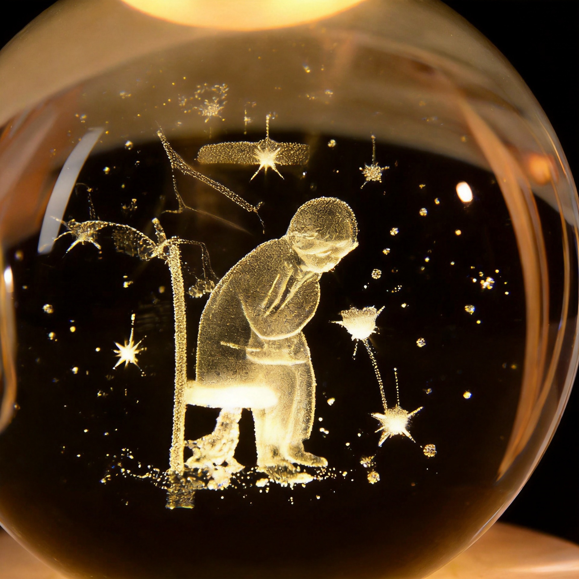 Ornamentos de bola de cristal creativos transfronterizos personalizados adornos luminosos de madera maciza regalos de decoración de cumpleaños se pueden enviar
