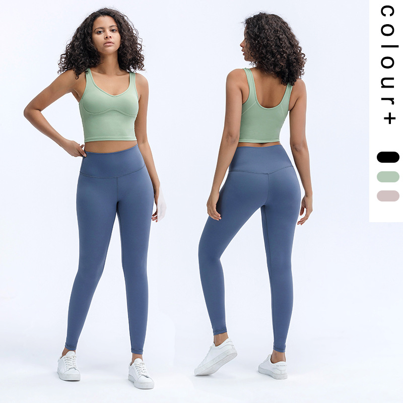 2021 Spring and summer New products Sleeveless vest Solid Tight trousers Two piece set Tight fitting ventilation Bodybuilding Yoga suit suit