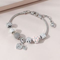 ブレスレット DIY ビーズブレスレットマルチ要素ステンレス鋼銅合金フルダイヤモンドラブブレスレットライト高級ブレスレット