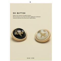 Yisen ESSTUDIO Transparent Point Oil Surface Button Small Fragrance Ocean Wind Metal Button Suit Jacket Decorative Button