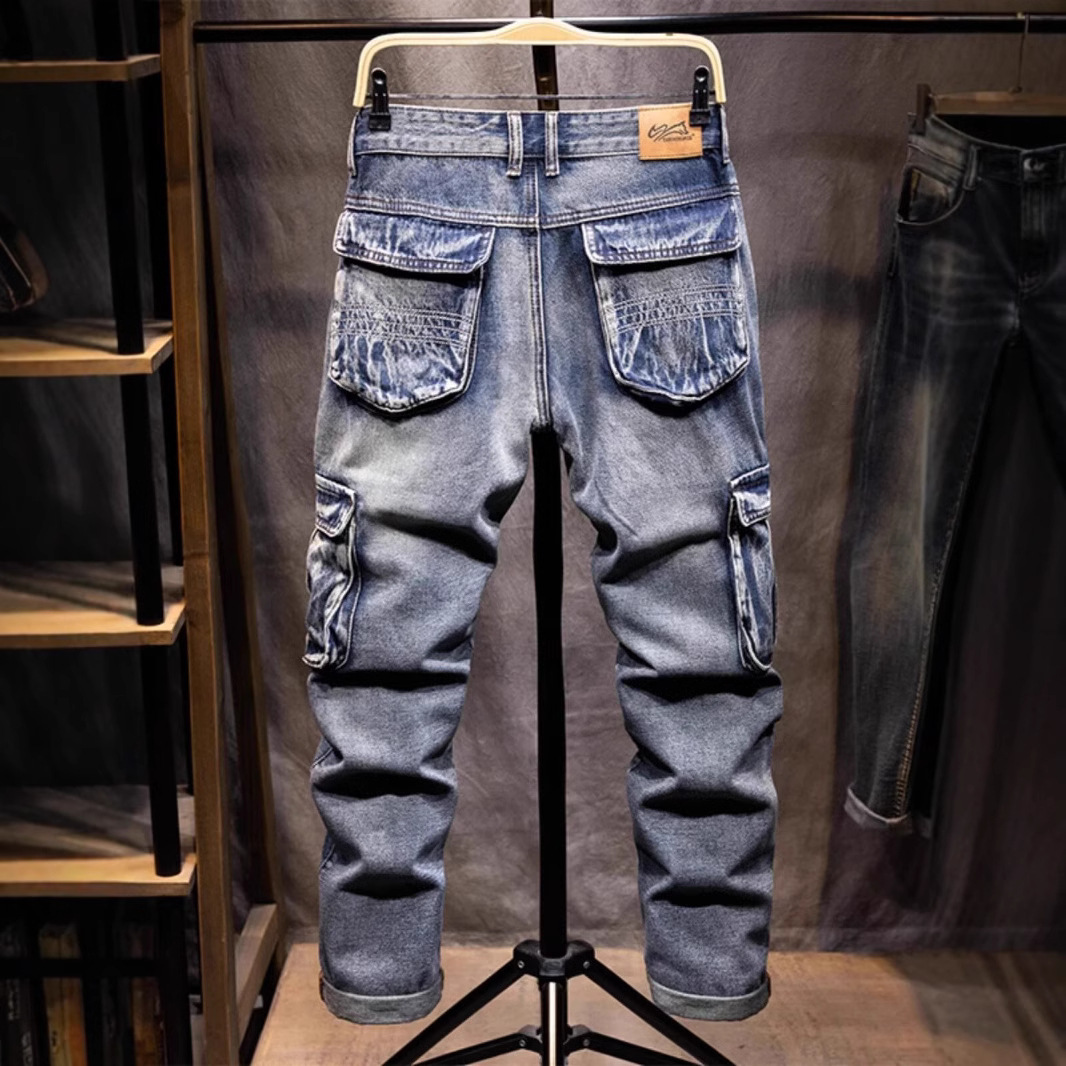 Cross-border Trendy Men's Summer New 2025 Personalized Jeans Hip-hop Ins Trendy High Street Youth Popular Trousers