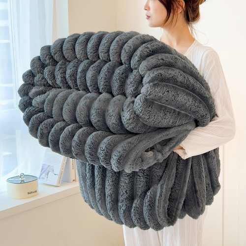 Fuzzy blanket striped nap blanket sleeping blanket cover blanket winter thick fuzzy blanket four seasons