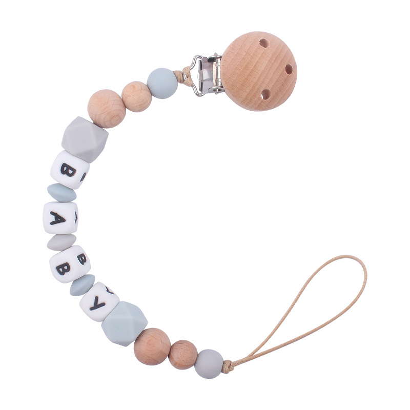 Suministros para bebés de haya clip pezón cadena creativa DIY bebé octogonal silicona mordedor pulsera juguete conjunto de dos piezas