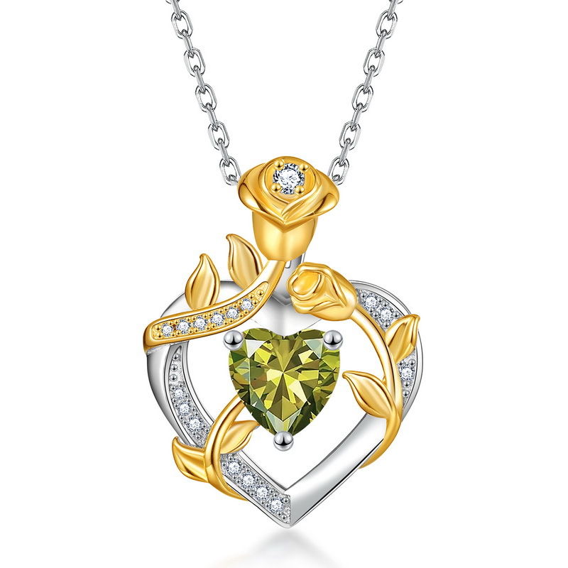 Europa y América Cross-border piedra rosa amor color tesoro collar colgante S925 plata con incrustaciones de diamantes cadena de clavícula mujer
