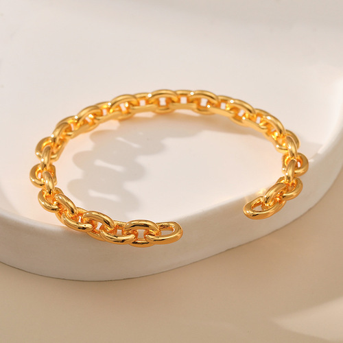 French O-chain bold chain unisex open-hand bracelet personalized retro Hong Kong style minimalist simple circle bracelet