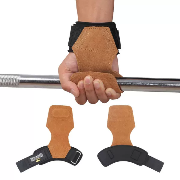 Gounod Fitness Palm Guard Double-Layer Thickeneded Cowhide Palm Guard Weightlifting Non-Slip Wear-Resistant Wrist Guard Deadlift Grip Belt