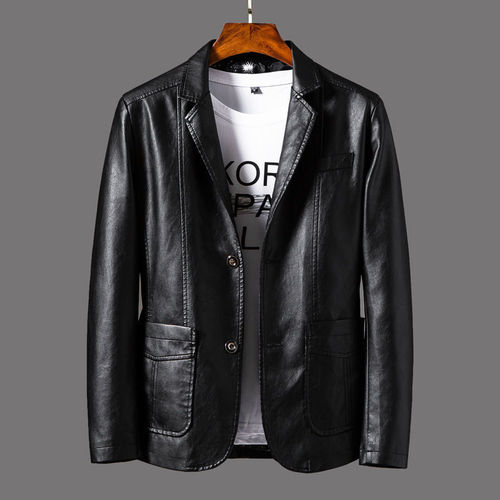 Leather Jacket Men's Han Style Trendy Slim Fit Fashion Business Jacket Men's Jacket Autumn Winter Motorcyclist Leather Jacket Men's Clothing