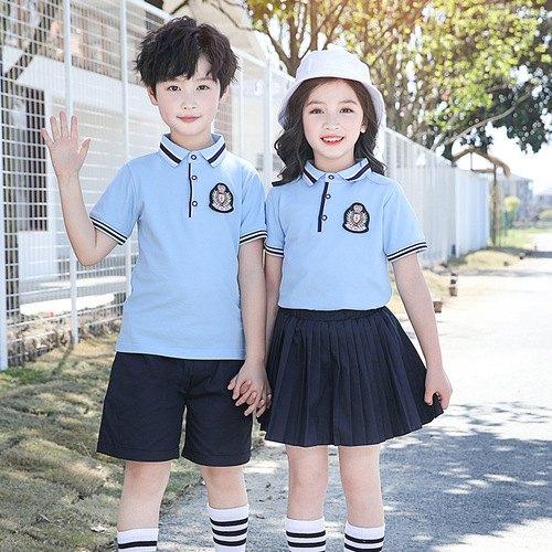 Kindergarten uniform summer suit new short-sleeved children's British college style class uniform primary and secondary school uniform customization