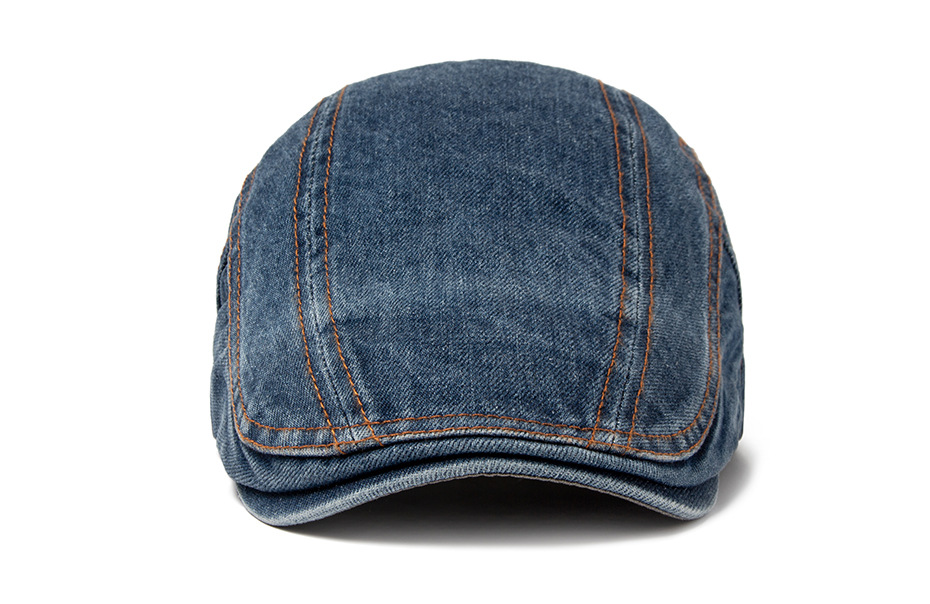 Berretto in denim lavato da uomo primaverile e autunnale, cappello a becco d'anatra in puro cotone con protezione solare, cappello femminile in stile britannico_voghion.com