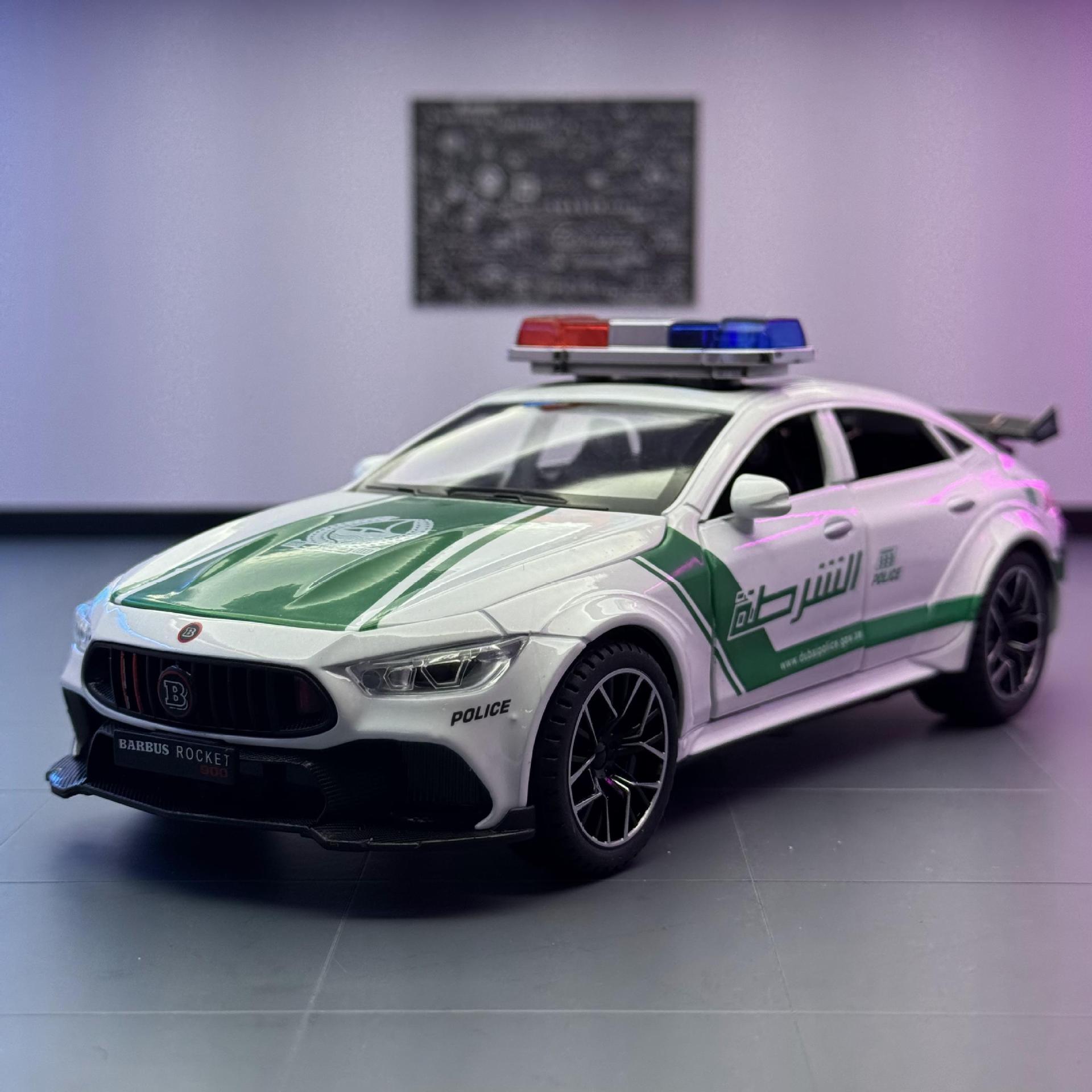 Weili aleación coche modelo 1:24 Babos Oriente Medio versión policía coche tire hacia atrás con sonido y luz juguete coche música decoración colección