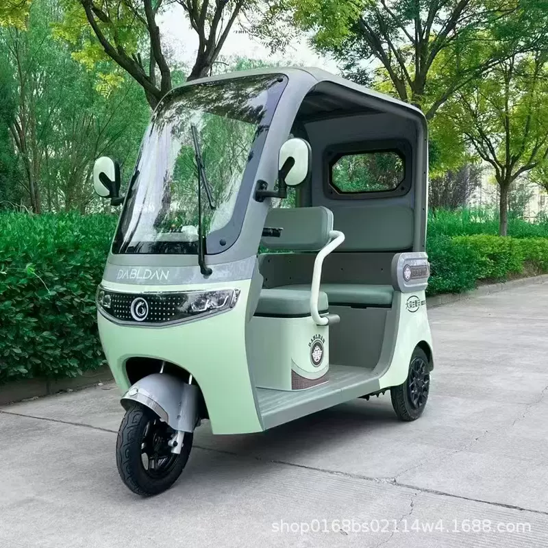 一体车棚电动三轮车遮风挡雨休闲电动三轮车客货两用家用电三轮