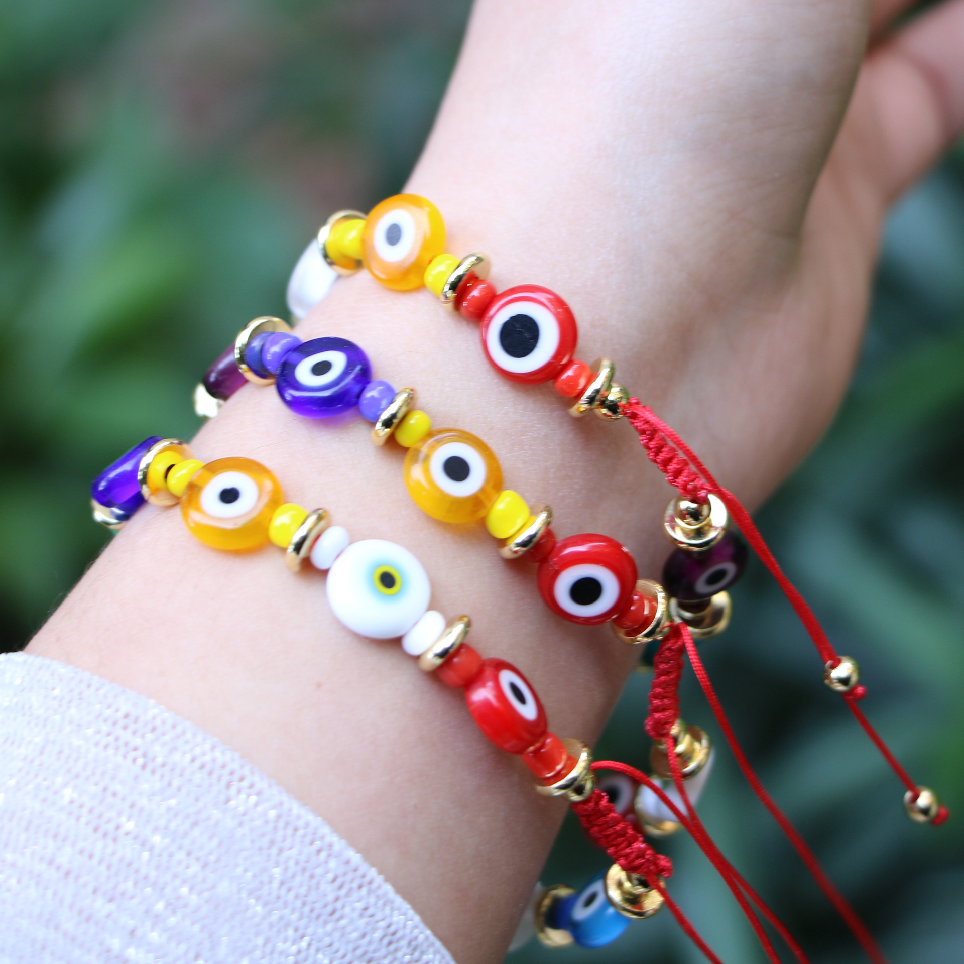 European And American Bead Glaze Devil Eye Bracelet Stretchable Braided Bracelet display picture 4