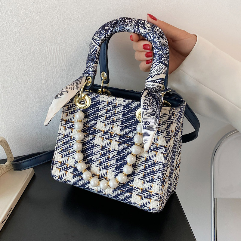 Damen Handtasche Mit Perlenkette, Elegante Umhängetasche_voghion.com