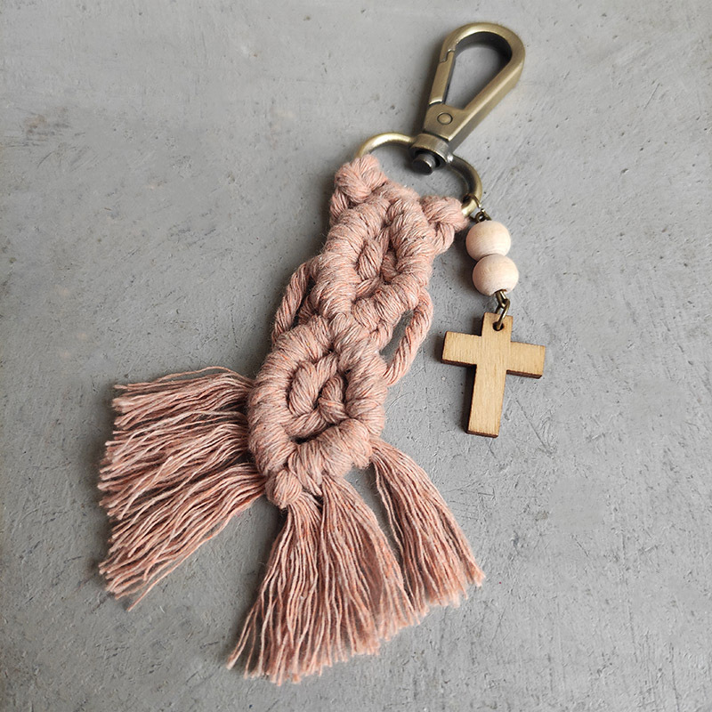 Streetwear Tassel Alloy Wood Cotton Unisex Bag Pendant Keychain display picture 2