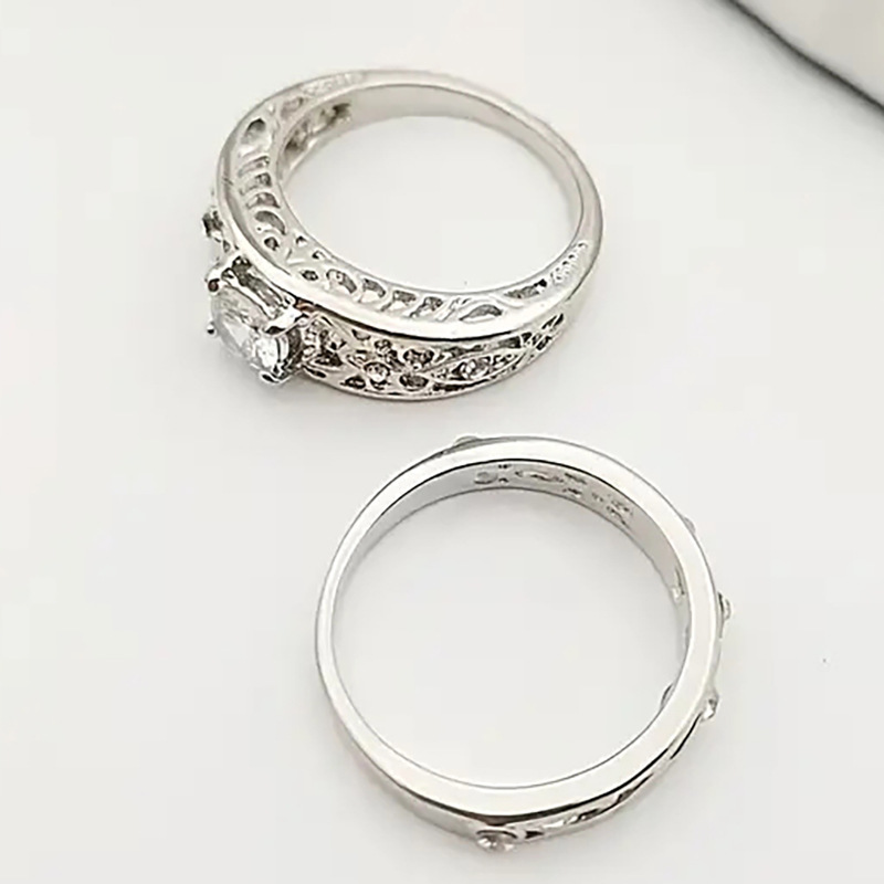 Women's Jewelry Palace Style Hollow Flower Carving Ring Pattern Design Couple Ring Wedding Anniversary Gift Set Ring_voghion.com