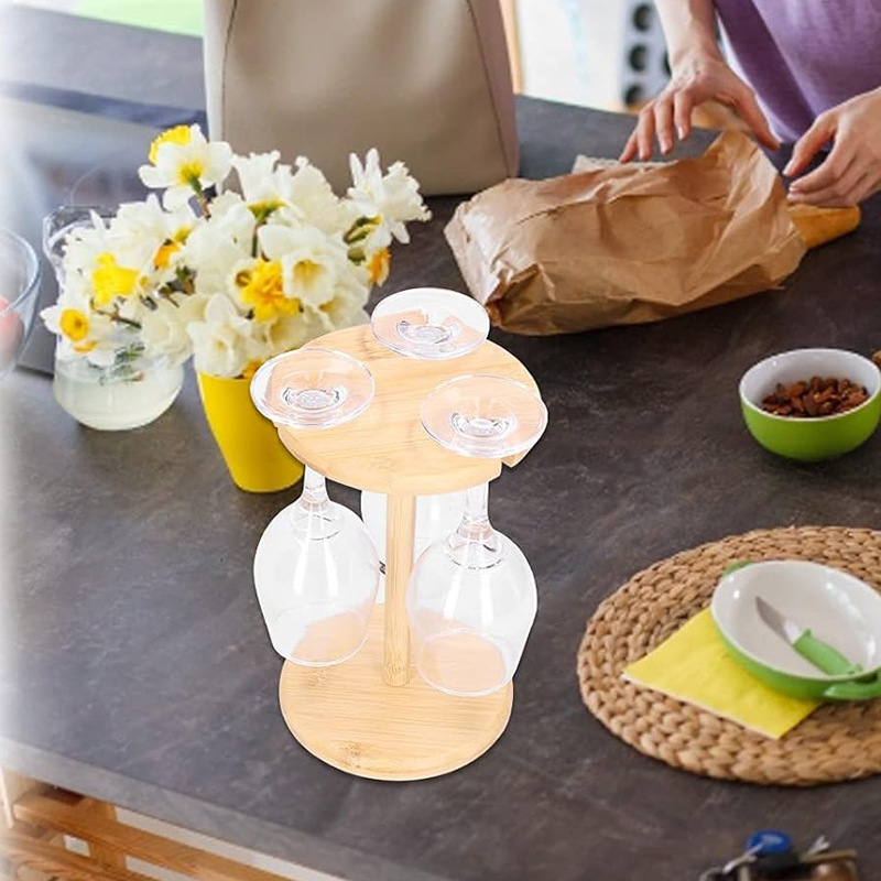 Bambú copa de vino soporte escritorio creativo Copa almacenamiento rack hogar encimera copa invertida estante soporte decorativo
