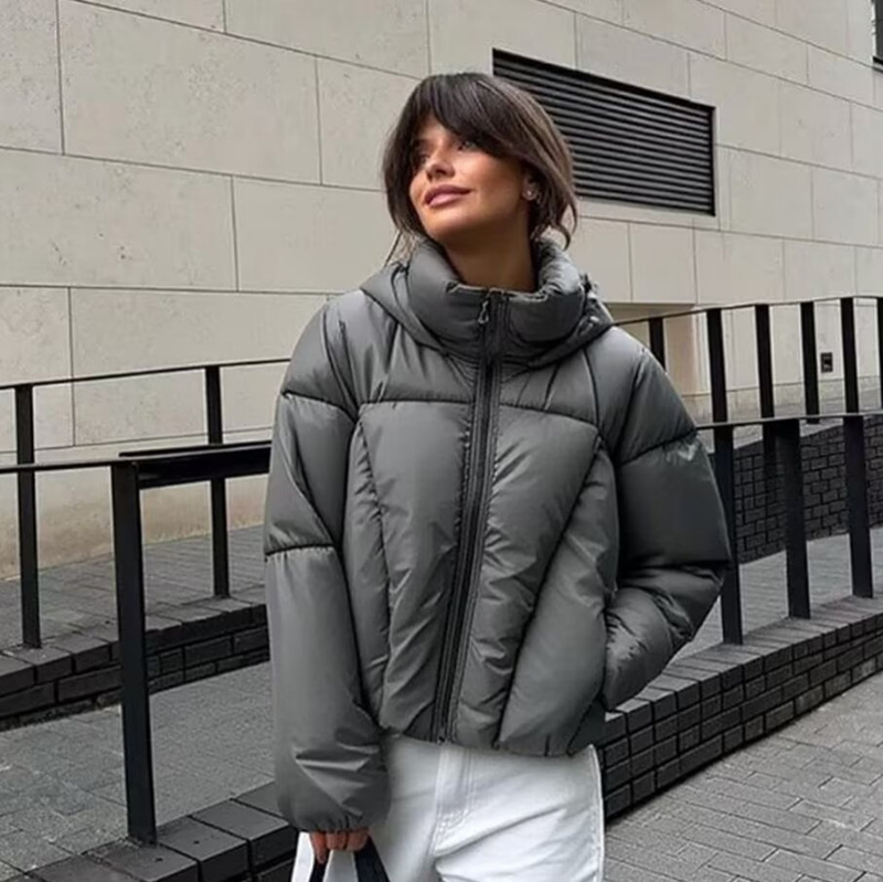 ZA速卖通爆款跨境批发欧美风女装金属羽绒棉面包服|undefined