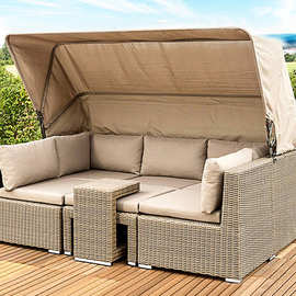 户外休闲创意藤编沙发床花园庭院露天藤椅茶几家具阳台藤沙发防水