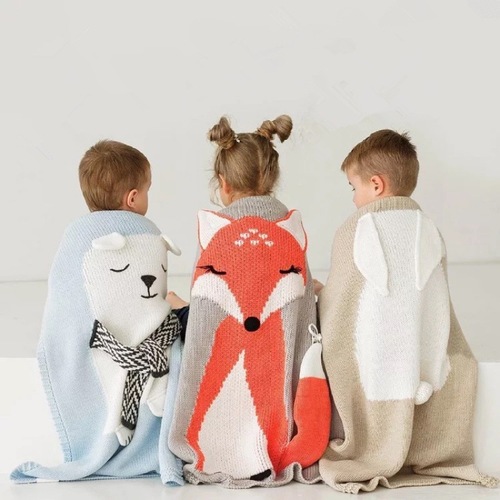 婴儿毯子针织盖毯春秋毛毯空调被宝宝抱毯儿童毯幼儿园推车毯