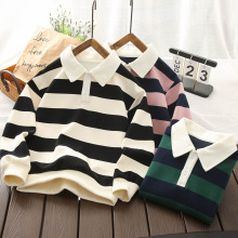 25秋季热款男童POLO打底衫中大童条纹上衣儿童休闲针织长袖打底衫
