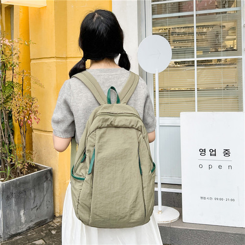 2024 New Nylon Large Capacity Backpack Women Ruiying ins Campus Style Lightweight Casual College Student Bag