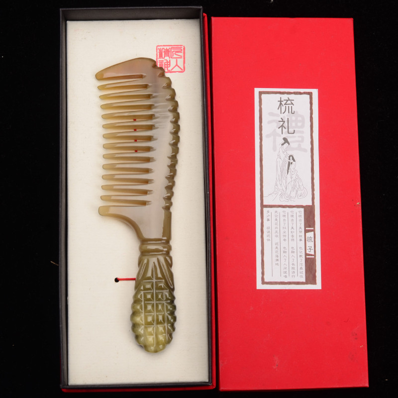 メーカー卸売りヤク角厚さ櫛彫刻櫛厚さトウモロコシ櫛彫刻丸柄厚さ柄手作業櫛|undefined