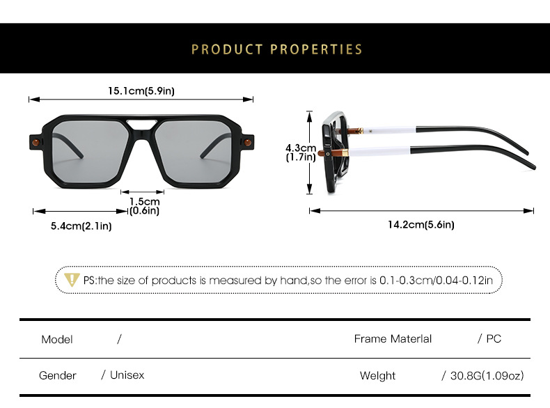 Basic Strassenmode Geometrisch Ac Quadrat Vollbild Männer Sonnenbrille display picture 3