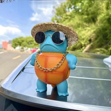 车载站姿傲娇杰尼龟创意汽车装饰车顶搪胶杰尼龟车尾公仔车外挂件