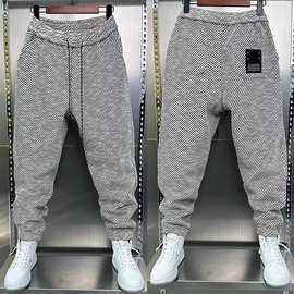 新款秋季男士运动卫裤潮流时尚百搭束脚裤弹力松紧腰宽松休闲裤子