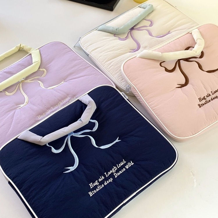 South Korea ins cute embroidered bow ipad tablet 11/13/15 inch laptop storage bag