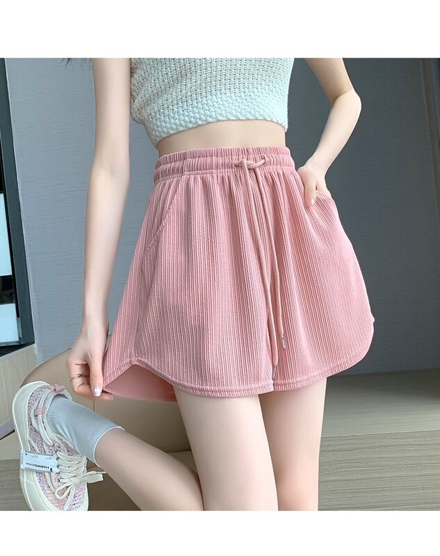 F23 Douyin Ice Silk Sports Shorts Women's Summer High Waist Loose Slim Easiest for Match Casual A-Line Wide Leg Hot Pants