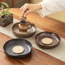 陶瓷茶壶粗壶承手工复古鎏金泡茶壶单壶功夫泡茶复古茶托配件防烫