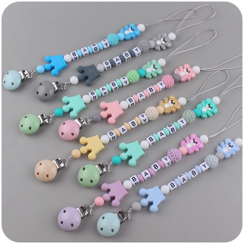 Nuevo bebé suministros de silicona chupete cadena animal de dibujos animados Oso de silicona mordedura molar Cadena de juguete