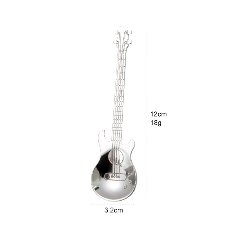 304ステンレスギタースプーンコーヒー攪拌スプーンギタースタイルフレッシュデザートスプーンプレゼント卸売り|undefined