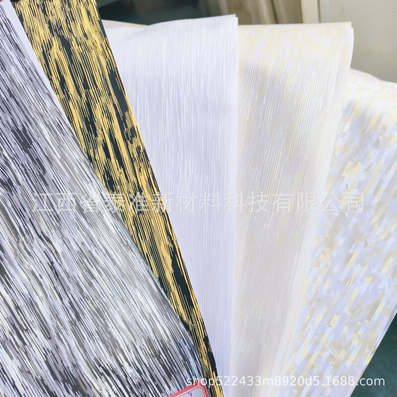 Wholesale In-Stock Silk Stripe Shell Film Hand-Embossed Glitter Backing Paper Acrylic Colored Paper Pvc Shell Paper Plastic Sheet