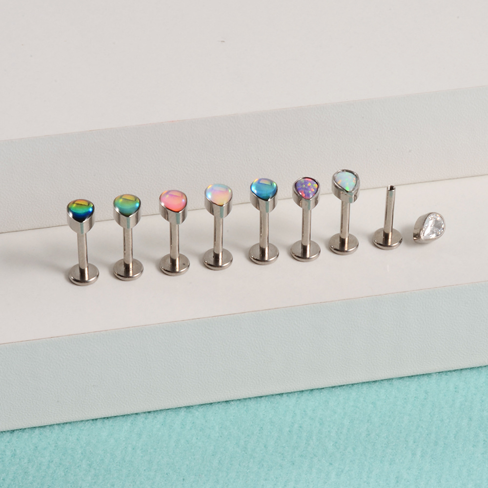 Water Droplets Pattern Unisex Gender 1 Piece Ear Cartilage Rings & Studs Simple Style Water Droplets G23 Titanium Synthetic Opal Resin Plating Inlay Synthetic Opal Resin Rhinestones