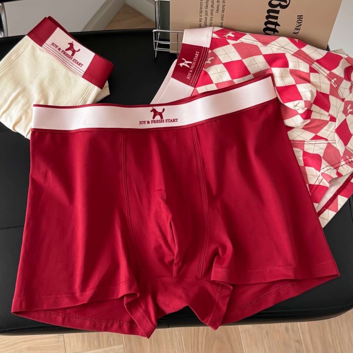 Red Underwear for Couples in Their Zodiac Year 7001, Good Luck Pants, Category a Cotton Men's Red Underwear, Pure Cotton Crotch 10A Antibacterial