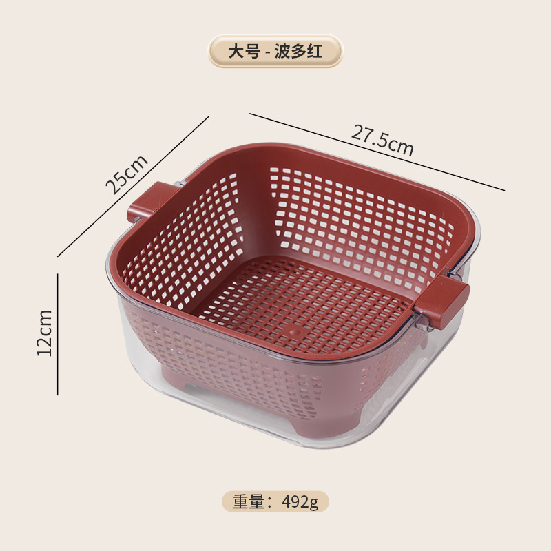 Cesta de drenaje de doble capa mejorada, almacenamiento de frutas y verduras domésticas, lavabo de verduras, lavabo de cocina, canasta de verduras multifuncional